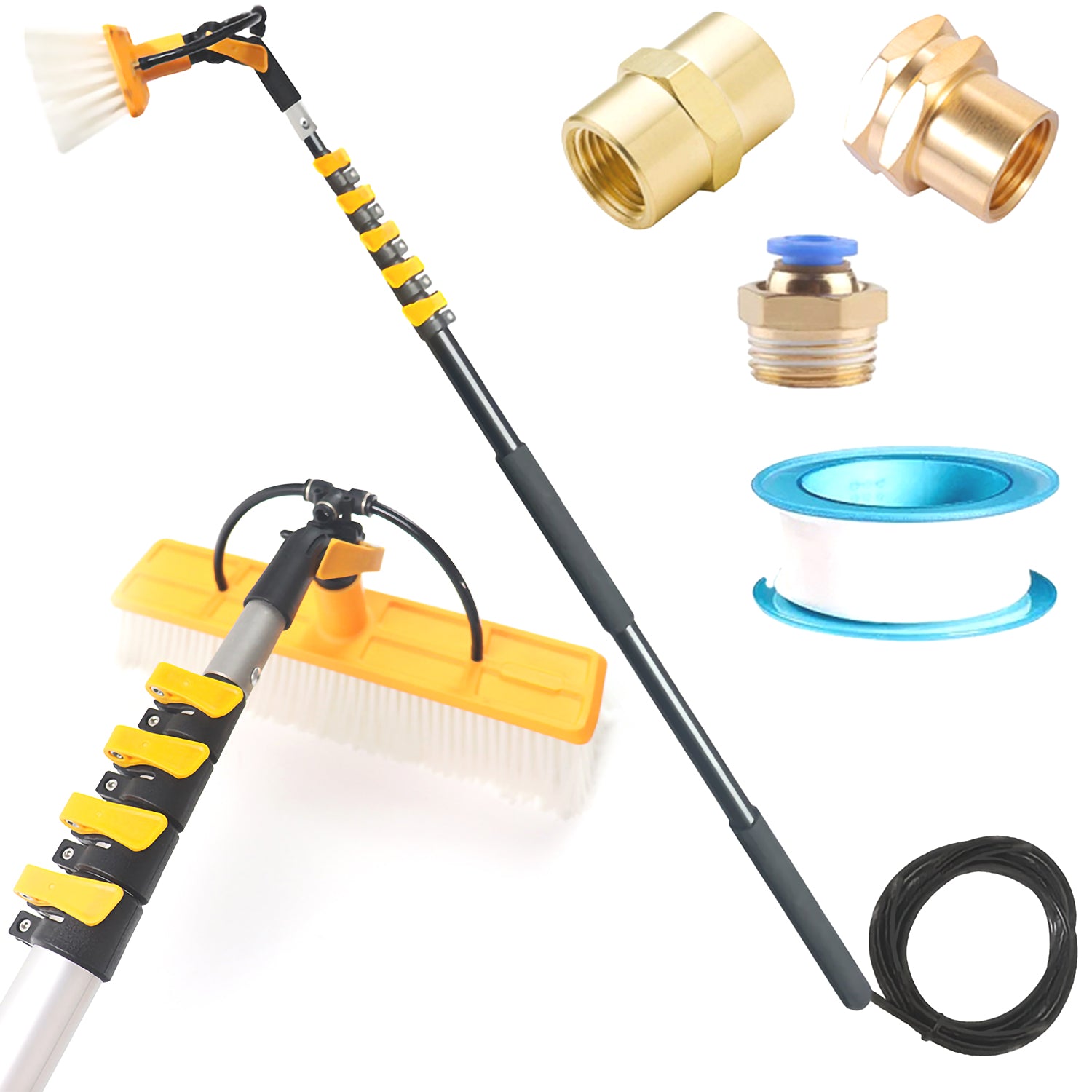 AVUX Telescopic Outdoor Window Cleaner Brush with Cleaning Pole A Adj