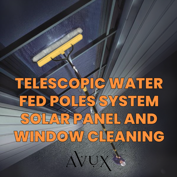 AVUX Telescopic Outdoor Window Cleaner Brush with Cleaning Pole- A Adjustable Cleaning Pole Kit for Solar Panel Washing- 180° Rotatable Brush Head with Water Fed Pole Kit and Sprayer Washer