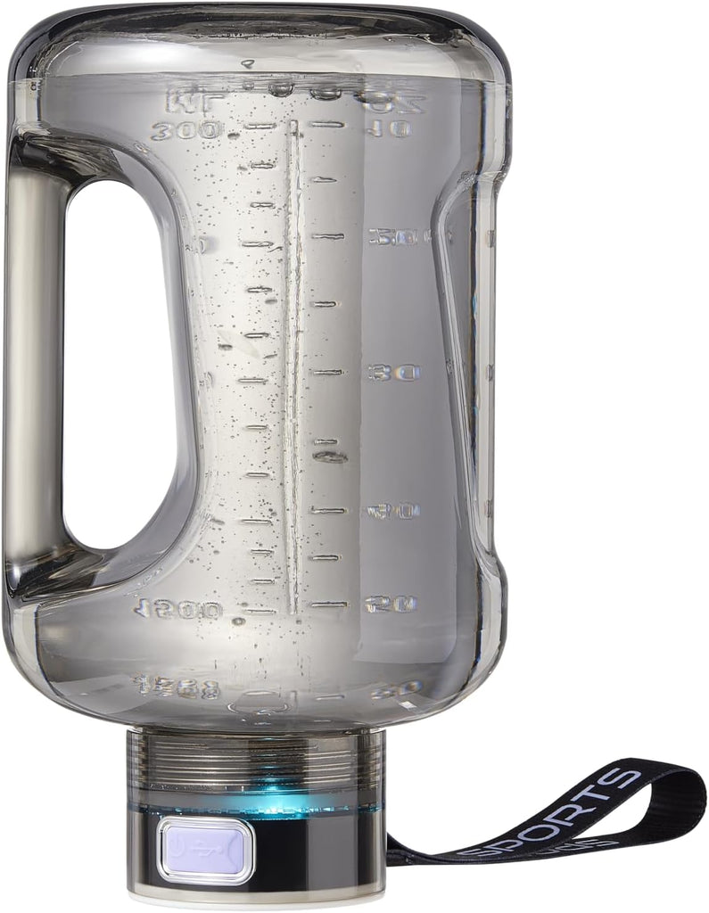 Portable Leak-Proof Hydrogen Water Bottle Generator- A Grey Colored Big 50 Oz. / 1.5L Large Capacity with SPE and PEM Technology 1300ppb Hydrogen Boosting Water Ionizer Pitcher for Fitness