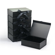 AVUX 10.5 inches Corner Protective Gift Box with Magnetic Lid and Ribbon- A Black Colored Empty Gift Box for Christmas, Valentine’s Day, Weddings and Birthday Parties