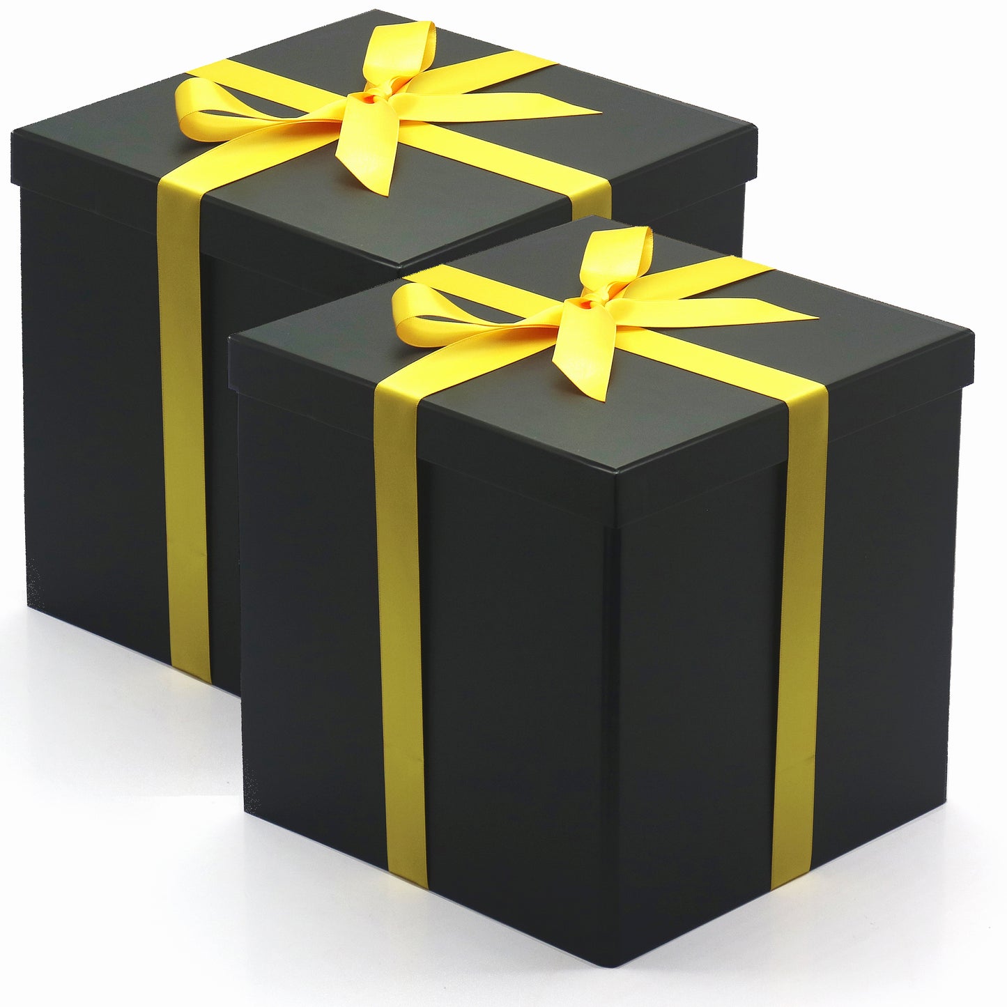 AVUX 9-inches Black Empty Gift Box with Lids and Ribbon- A Rigid Cardboard Collapsible Gift Box for Birthday, Christmas, and Weddings